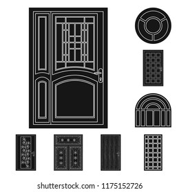 Isolated object of door and front logo. Set of door and wooden stock symbol for web.