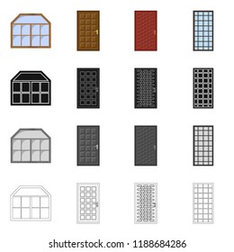 Isolated object of door and front logo. Collection of door and wooden stock symbol for web.