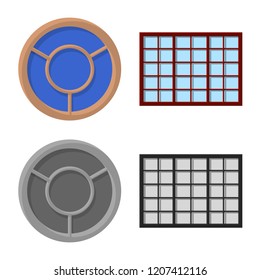 Isolated object of door and front logo. Set of door and wooden vector icon for stock.