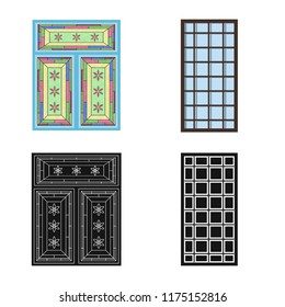Isolated object of door and front sign. Collection of door and wooden vector icon for stock.