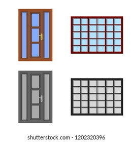 Isolated object of door and front sign. Collection of door and wooden stock symbol for web.