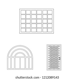 Isolated object of door and front sign. Collection of door and wooden vector icon for stock.