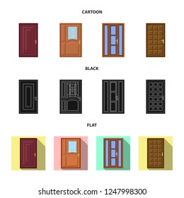 Isolated object of door and front sign. Collection of door and wooden stock symbol for web.