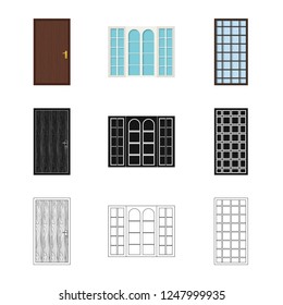 Isolated object of door and front sign. Collection of door and wooden stock symbol for web.