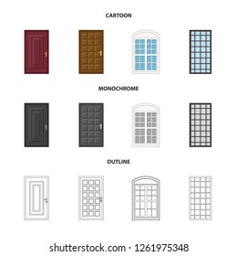 Isolated object of door and front sign. Collection of door and wooden stock symbol for web.