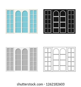 Isolated object of door and front sign. Set of door and wooden vector icon for stock.