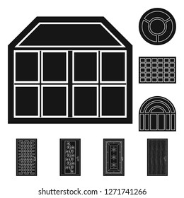 Isolated object of door and front sign. Collection of door and wooden stock symbol for web.