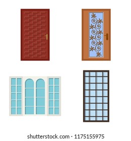 Isolated object of door and front symbol. Set of door and wooden stock vector illustration.