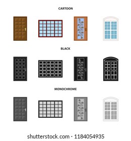 Isolated object of door and front symbol. Collection of door and wooden stock symbol for web.