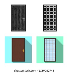 Isolated object of door and front symbol. Collection of door and wooden stock symbol for web.