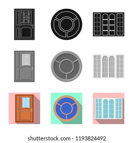 Isolated object of door and front symbol. Set of door and wooden vector icon for stock.
