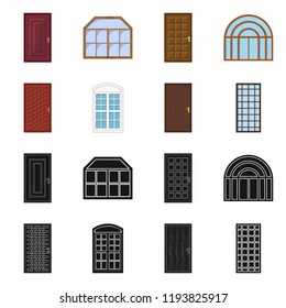 Isolated object of door and front symbol. Collection of door and wooden stock vector illustration.