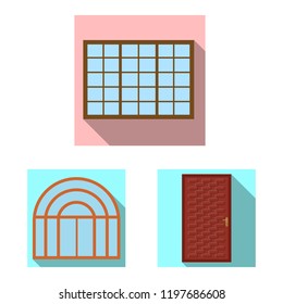 Isolated object of door and front symbol. Collection of door and wooden vector icon for stock.