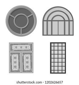 Isolated object of door and front symbol. Collection of door and wooden stock symbol for web.