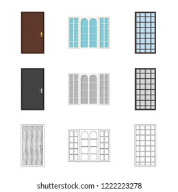 Isolated object of door and front symbol. Collection of door and wooden stock vector illustration.