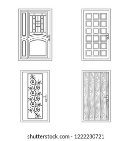 Isolated object of door and front symbol. Collection of door and wooden stock symbol for web.