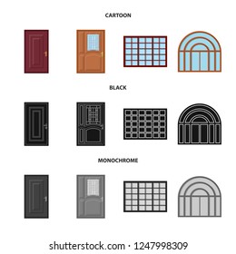 Isolated object of door and front symbol. Set of door and wooden vector icon for stock.