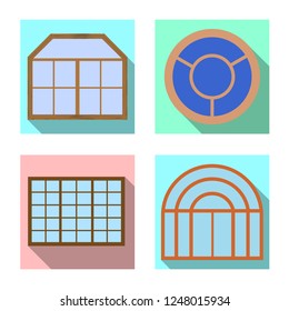 Isolated object of door and front symbol. Set of door and wooden vector icon for stock.