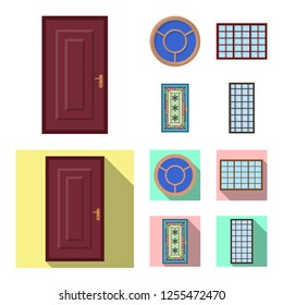 Isolated object of door and front symbol. Collection of door and wooden vector icon for stock.