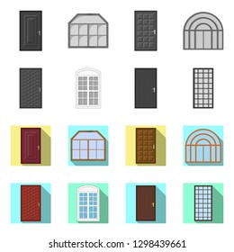 Isolated object of door and front symbol. Collection of door and wooden vector icon for stock.