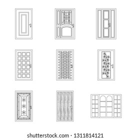 Isolated object of door and front symbol. Set of door and wooden vector icon for stock.
