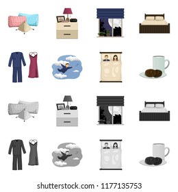 Isolated object of dreams and night icon. Collection of dreams and bedroom stock vector illustration.