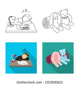 Isolated object of dreams and night icon. Collection of dreams and bedroom stock vector illustration.