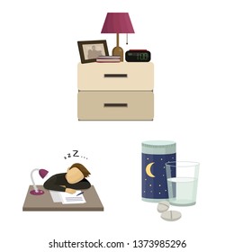 Isolated object of dreams and night icon. Set of dreams and bedroom stock vector illustration.