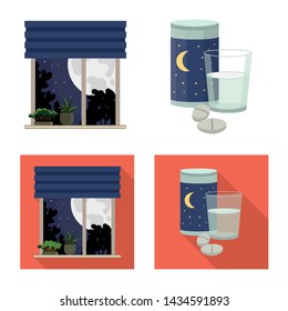 Isolated object of dreams and night icon. Set of dreams and bedroom stock vector illustration.