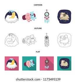 Isolated object of dreams and night logo. Collection of dreams and bedroom vector icon for stock.
