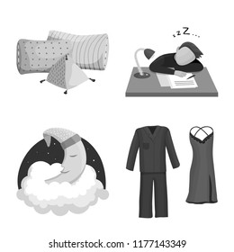 Isolated object of dreams and night logo. Set of dreams and bedroom stock symbol for web.