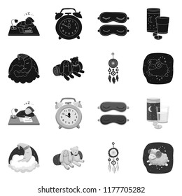 Isolated object of dreams and night logo. Collection of dreams and bedroom stock vector illustration.