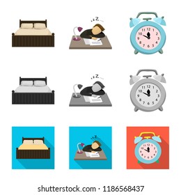 Isolated object of dreams and night logo. Set of dreams and bedroom stock vector illustration.