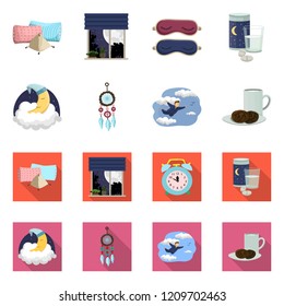 Isolated object of dreams and night logo. Set of dreams and bedroom stock vector illustration.
