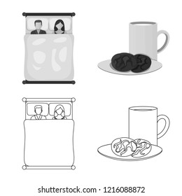 Isolated object of dreams and night logo. Set of dreams and bedroom stock vector illustration.