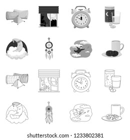 Isolated object of dreams and night logo. Collection of dreams and bedroom stock vector illustration.