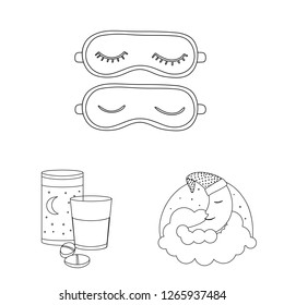 Isolated object of dreams and night logo. Set of dreams and bedroom stock vector illustration.