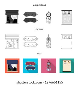Isolated object of dreams and night logo. Set of dreams and bedroom stock vector illustration.