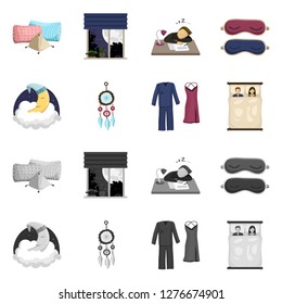 Isolated object of dreams and night logo. Collection of dreams and bedroom vector icon for stock.