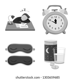 Isolated object of dreams and night logo. Set of dreams and bedroom stock symbol for web.