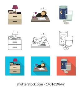 Isolated object of dreams and night logo. Set of dreams and bedroom vector icon for stock.