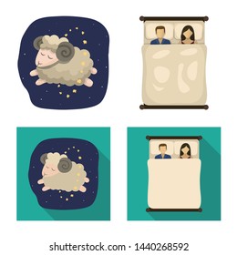 Isolated object of dreams and night logo. Collection of dreams and bedroom stock vector illustration.