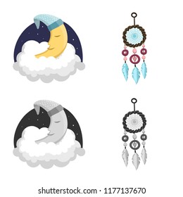 Isolated object of dreams and night sign. Collection of dreams and bedroom vector icon for stock.