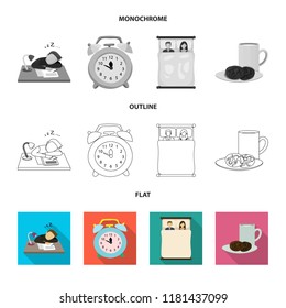 Isolated object of dreams and night sign. Set of dreams and bedroom stock vector illustration.