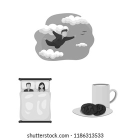 Isolated object of dreams and night sign. Set of dreams and bedroom stock vector illustration.