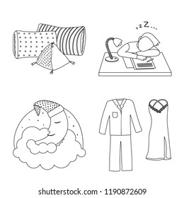 Isolated object of dreams and night sign. Collection of dreams and bedroom stock vector illustration.