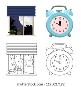 Isolated object of dreams and night sign. Collection of dreams and bedroom stock vector illustration.