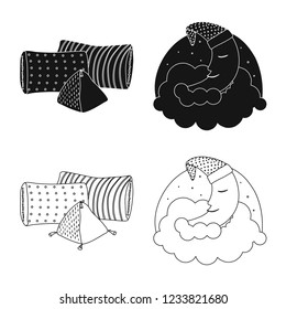 Isolated object of dreams and night sign. Set of dreams and bedroom stock vector illustration.