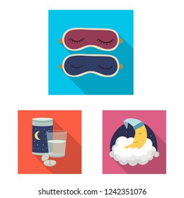 Isolated object of dreams and night sign. Set of dreams and bedroom stock symbol for web.