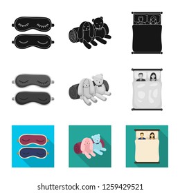 Isolated object of dreams and night sign. Collection of dreams and bedroom stock vector illustration.